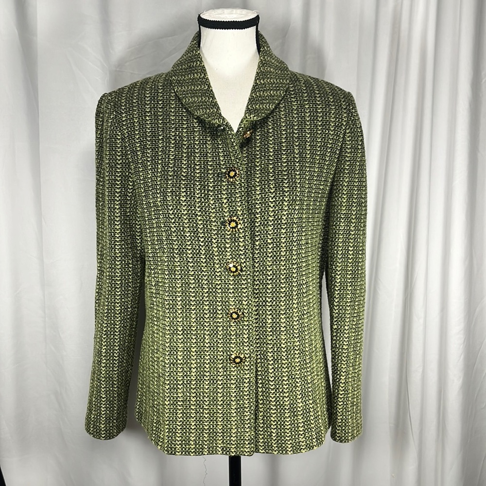 Vintage St. John Collection by Marie Gray Women’s Green Button Up Blazer, Size 6